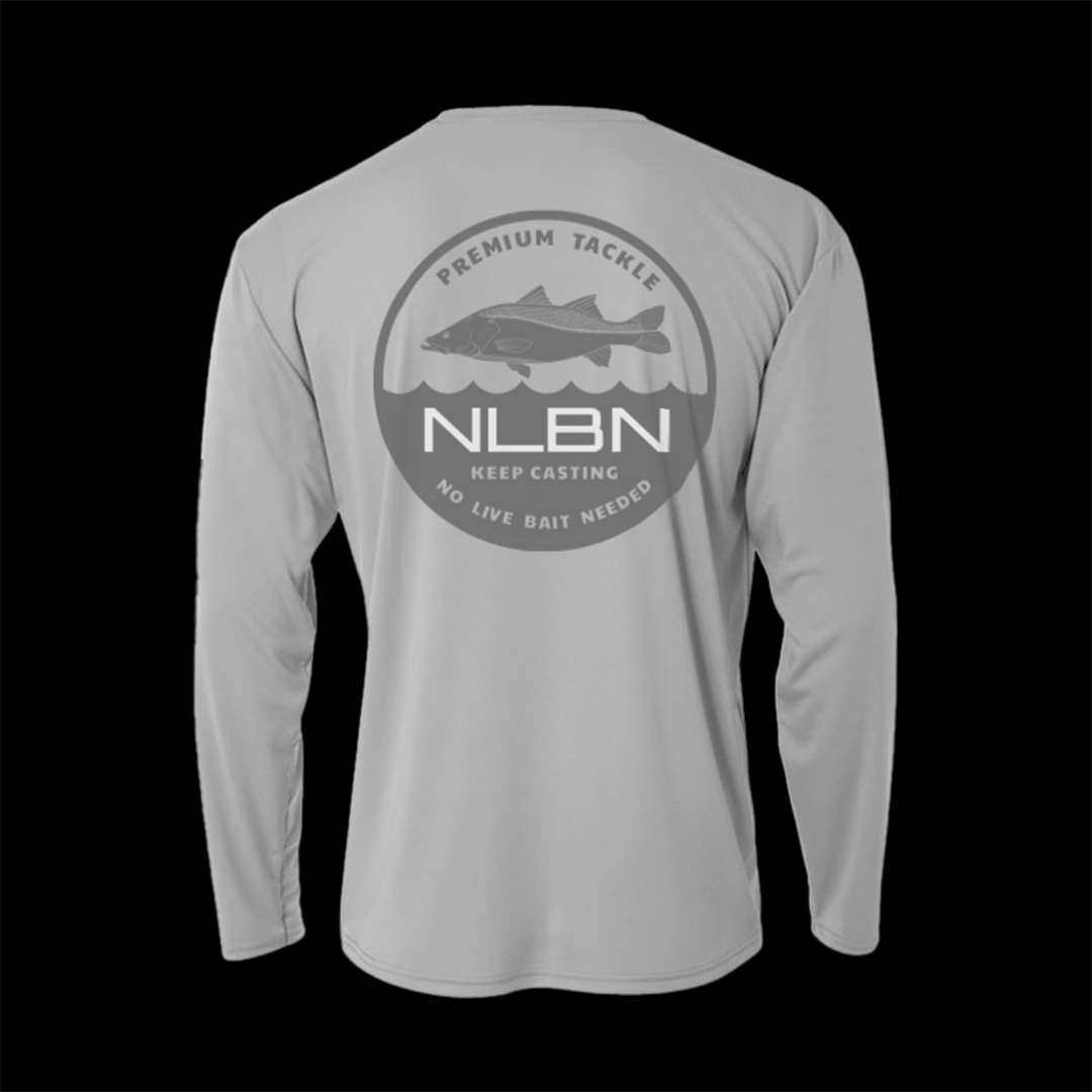 Long Sleeve Performance - Grey - Snook Wave Stamp